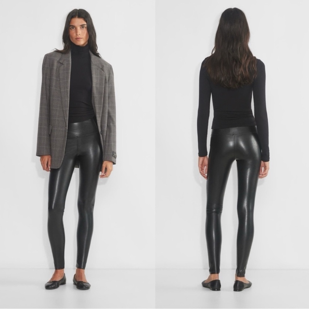Wilfred Free Womens Black Faux Leather High Rise Leggings Size M Fall Chic